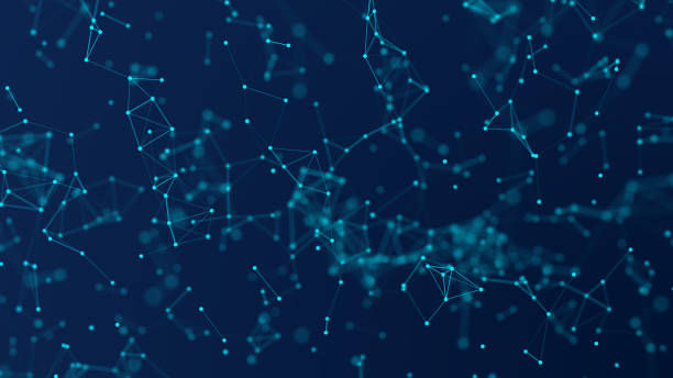 istock Blue abstract digital background with cybernetic particles. geometric background with triangular cells. 1044112780