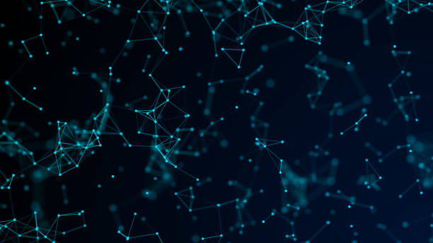 istock Blue abstract digital background with cybernetic particles. geometric background with triangular cells. 1044112784