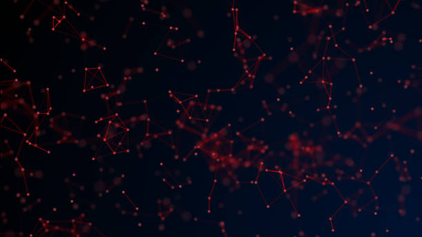 istock Red abstract digital background with cybernetic particles. geometric background with triangular cells. 1044112798
