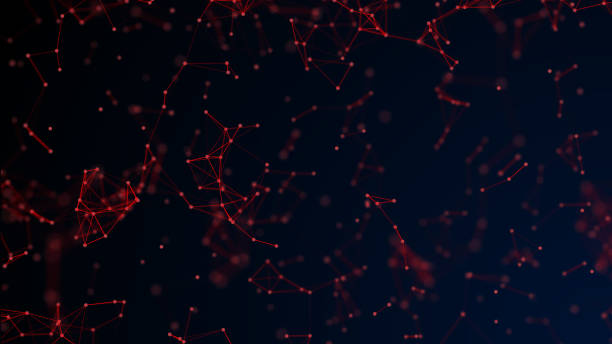 istock Red abstract digital background with cybernetic particles. geometric background with triangular cells. 1044112810