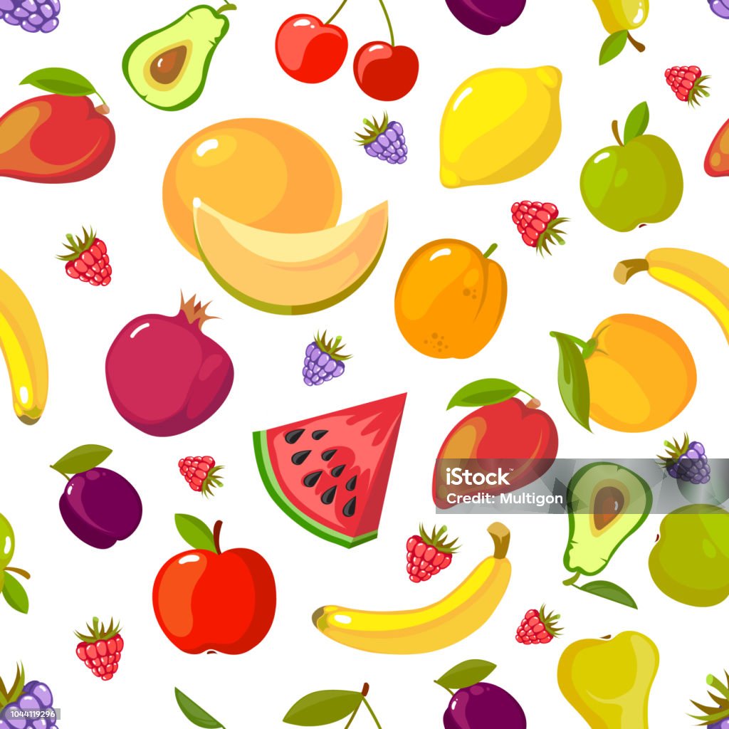 Mô Hình Trái Cây Hoạt Hình Nền Liền Mạch Đầy Màu Sắc Với Hình minh ...