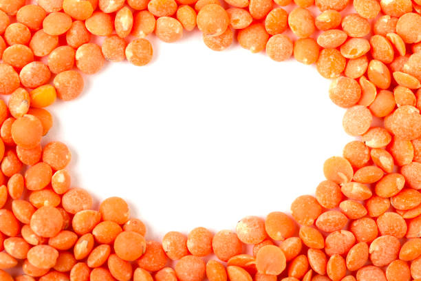 red lentils frame - lentil full frame macro close up imagens e fotografias de stock