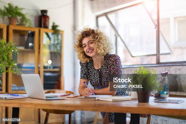 Creative Businesswoman In Office Stock Photo - Download Image Now - Entrepreneur, Beginnings, Working