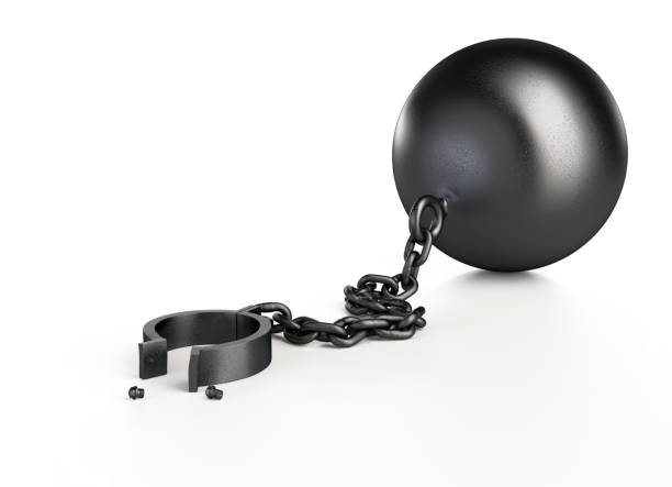 Prison Shackle Prison shackle isolated on white background. 3D illustration medieval restraints stock pictures, royalty-free photos & images