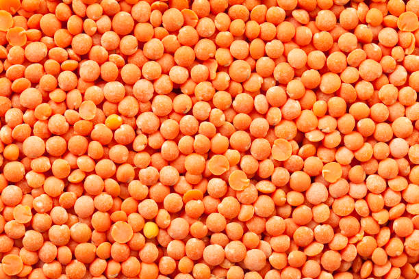 red lentils - lentil full frame macro close up imagens e fotografias de stock