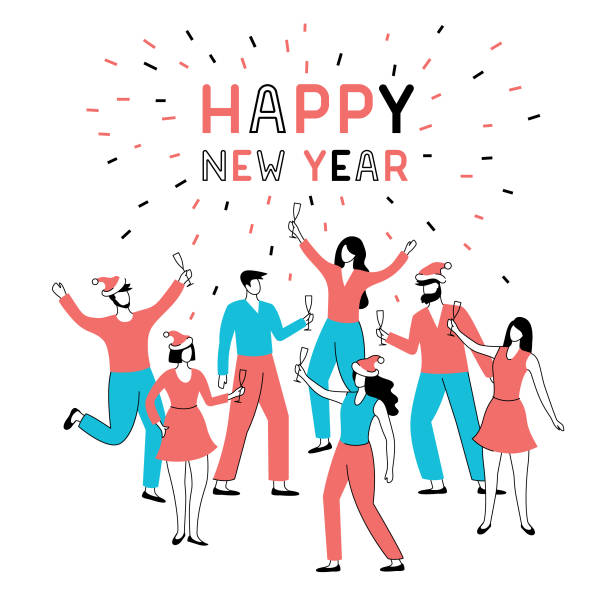 ilustrações de stock, clip art, desenhos animados e ícones de new year party - new years party time