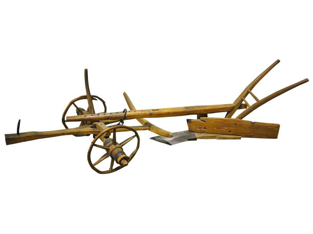 istock Agricultural old manual plow isolated on white background 1044148754
