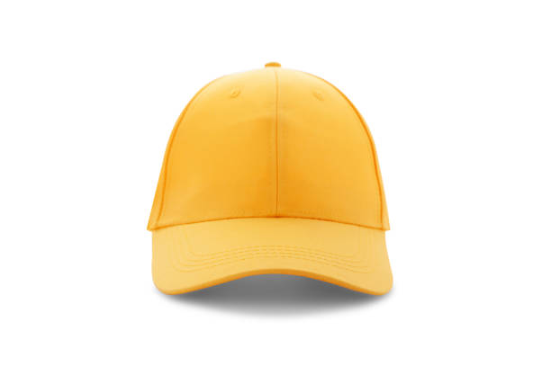 istock Baseball cap yellow templates, front views isolated on white background 1044149906