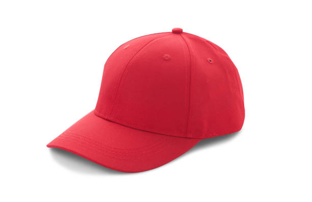 istock Baseball cap red templates, front views isolated on white background 1044149928