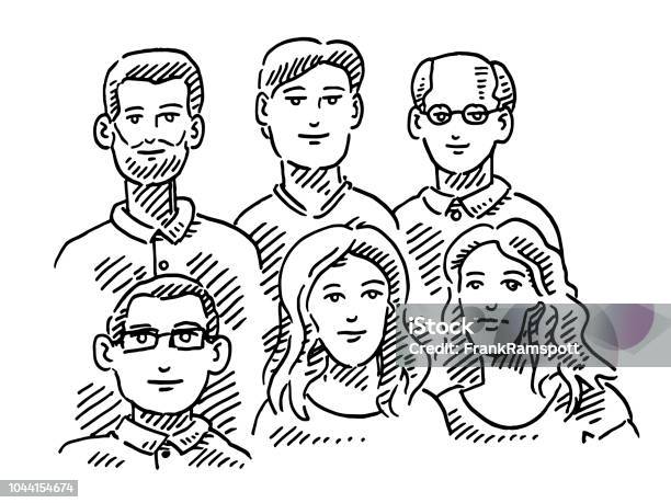 Small Business Team Group Of People Drawing Stock Illustration - Download Image Now - Teamwork, Business, Sketch
