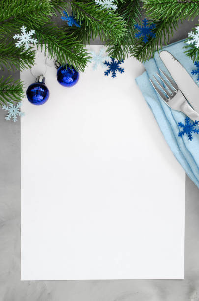 istock Background for Writing the Christmas Menu. Winter Table Setting. 1044158860