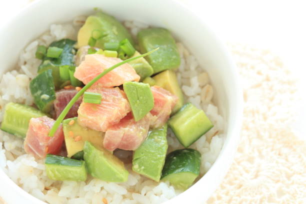 Tuna fish and avocado on sesame rice
