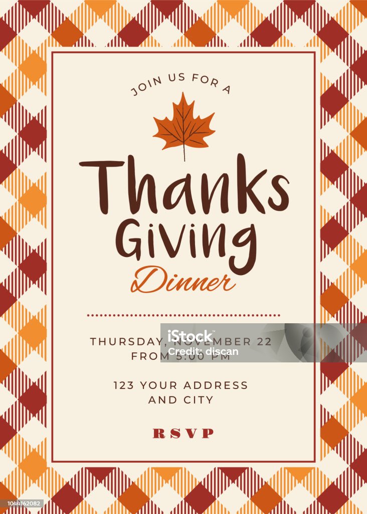 Thanksgiving Dinner Invitation Template Thanksgiving Dinner Invitation Template - Illustration Thanksgiving - Holiday stock vector