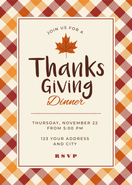 Vector illustration of Thanksgiving Dinner Invitation Template