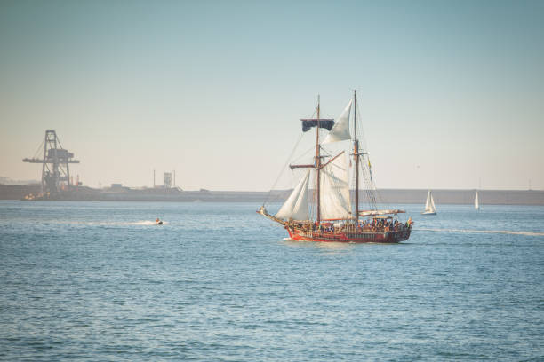 istock Historic sailing ship on the sea 1044162604