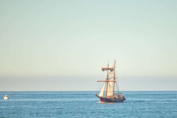 istock Historic sailing ship on the sea 1044162616