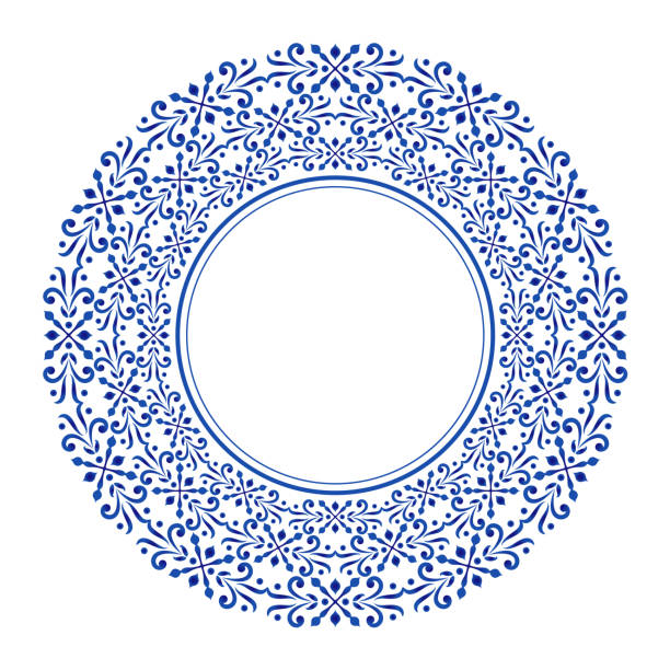 фарфоровый декоративный круглый - doily lace circle floral pattern stock illustrations
