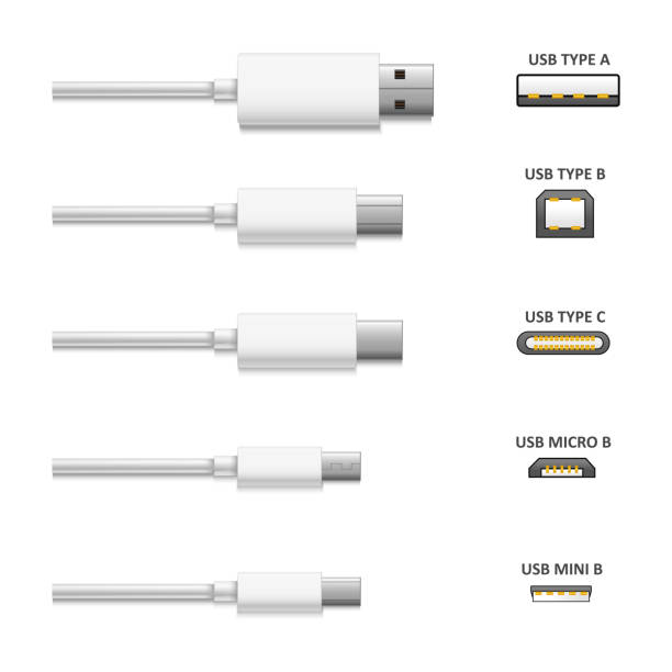 реалистичный подробный 3d белый usb типы set. вектор - usb flash drive data symbol computer icon stock illustrations