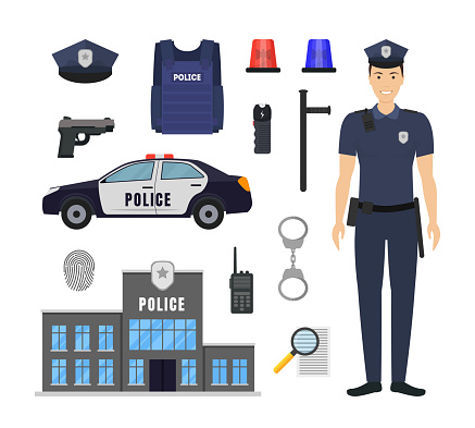 Ilustración de Policía De Color De Dibujos Animados Y Conjunto De Iconos De Elementos De Policía Vector De y más Vectores Libres de Derechos de Adulto - iStock Ilustración de Policía De Color De Dibujos Animados Y Conjunto De Iconos De Elementos De Policía Vector De y más Vectores Libres de Derechos de Adulto - iStock