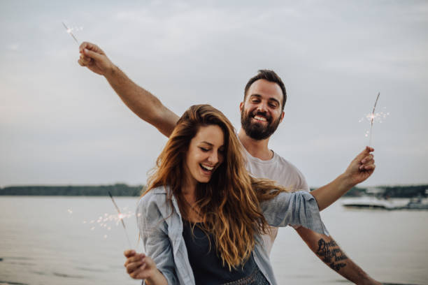 Love is cheerful and happy stock photo