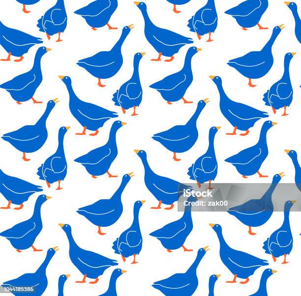 Seamless Goose Pattern Background Stock Illustration - Download Image Now - Goose - Bird, Illustration, Group Of Objects