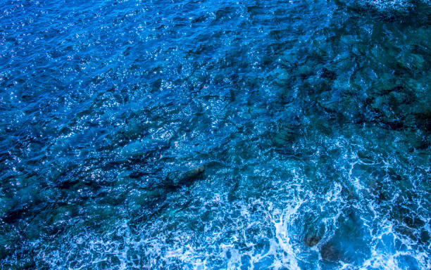 istock Blue deep sea foaming water background 1044188354