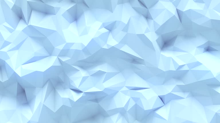 Simple white low poly loop background animation. Triangular geometric motion pattern. 4K, Ultra HD resolution