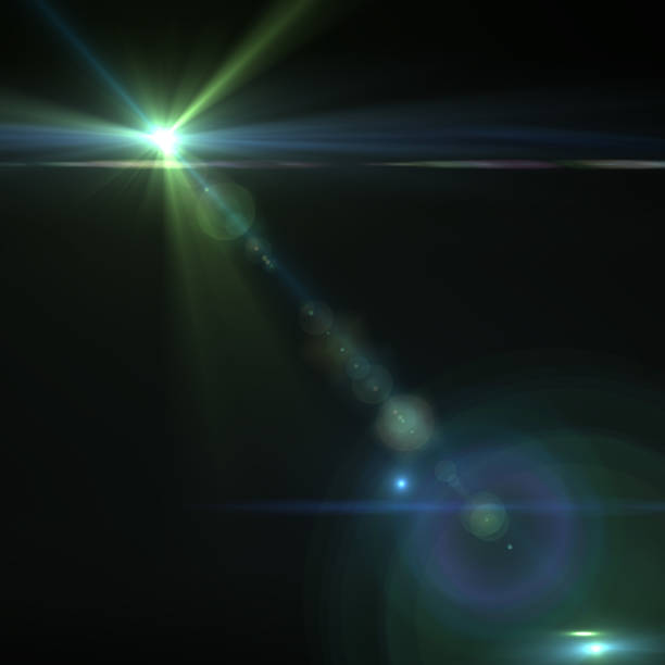 istock Lens flare effect on dark background. Digital illustration. 1044191750