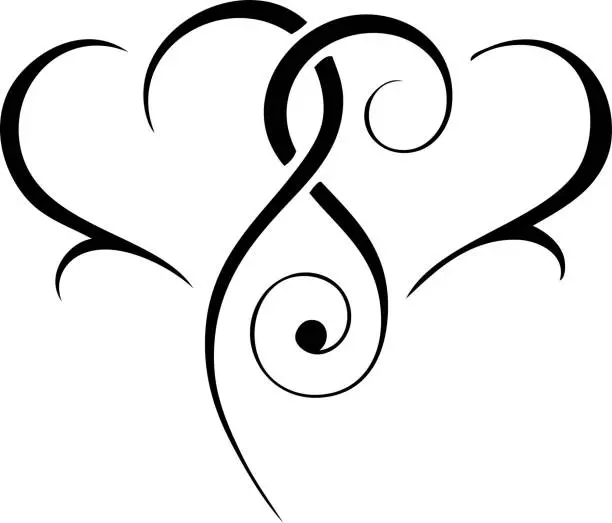 Vector illustration of Tribal Hearts Tattoo Design