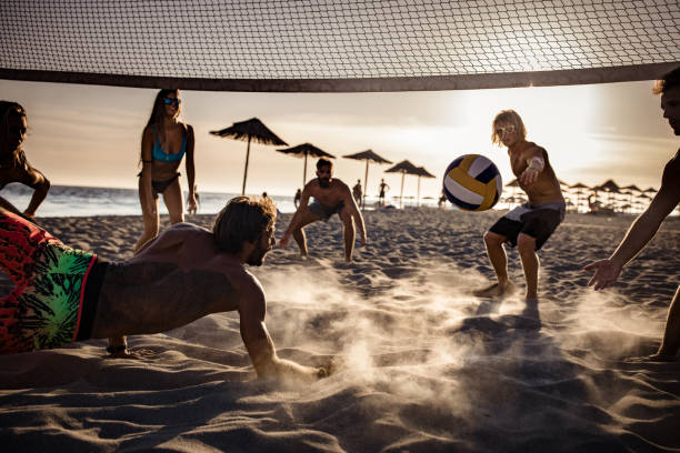 istock Beach volleyball in summer day! 1044211988