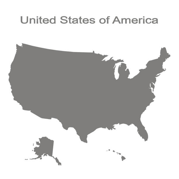 아메리카 합중국의 지도 함께 설정 흑백 - 미국 일러스트 stock illustrations