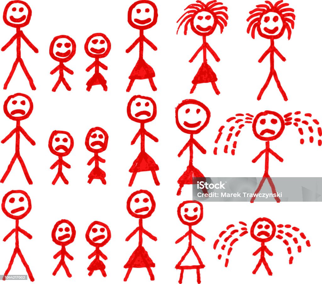 family set of handwritten parents and children Child stock vector