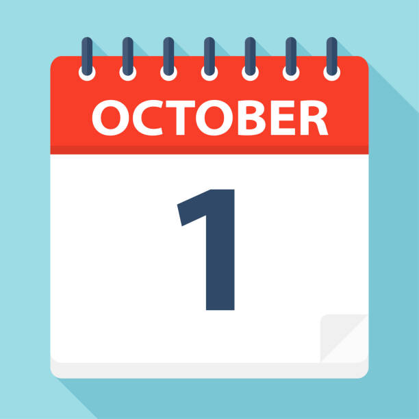 1 октября - значок календаря - месяц иллюстрации stock illustrations