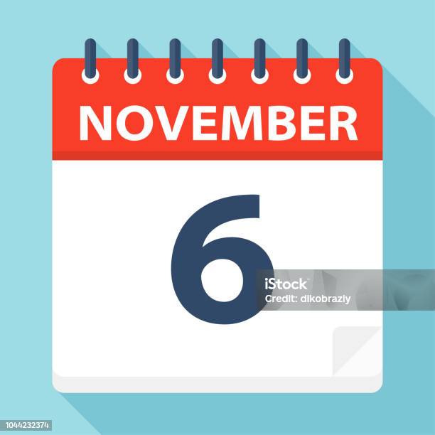 November 6 Calendar Icon Stock Illustration - Download Image Now - Calendar, November, 2018