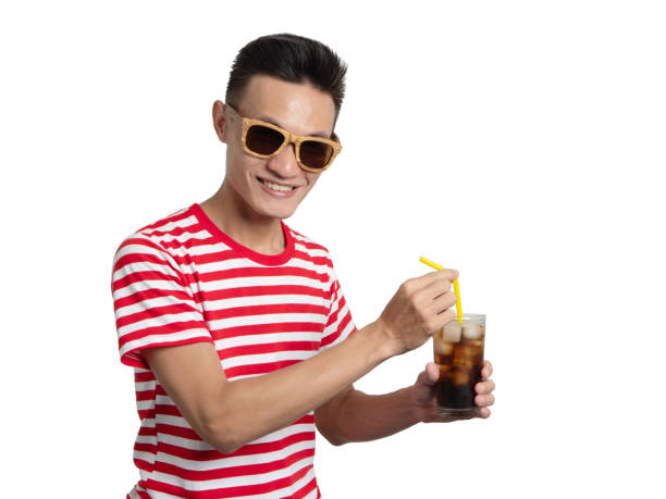 istock Young man smile with soft drink asian people portrait. 1044232576