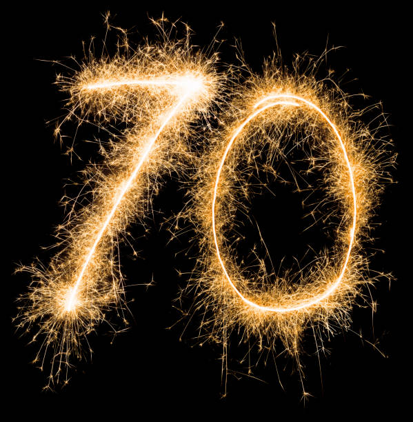 istock Sparkling golden celebration number seventy 70th birthday 1044238014