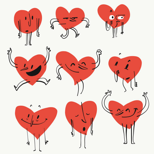 Heart shapes emoticons Vector illustration of a set of heart shaped emoticons good job emoji stock illustrations