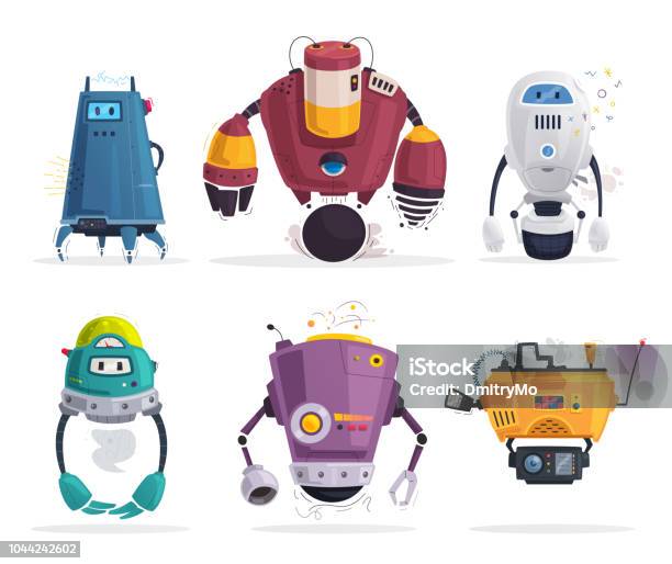 Ilustración de Personaje De Robot Tecnología Futuro Vector Ilustración De Dibujos Animados y más Vectores Libres de Derechos de Robot