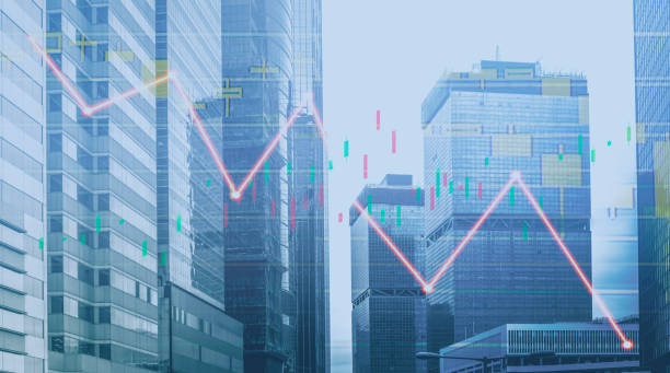 istock Composing with business building and stock chart  background 1044242992
