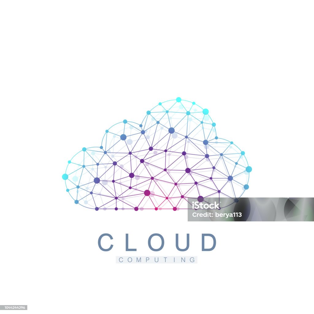 Cloud-computing-Logo-Konzept. Datenbank Speicher Dienstleistungen Web-Technologie-Banner. Kreative Idee Konzeption Cloud computing Vektor Icon. - Lizenzfrei Cloud Computing Vektorgrafik
