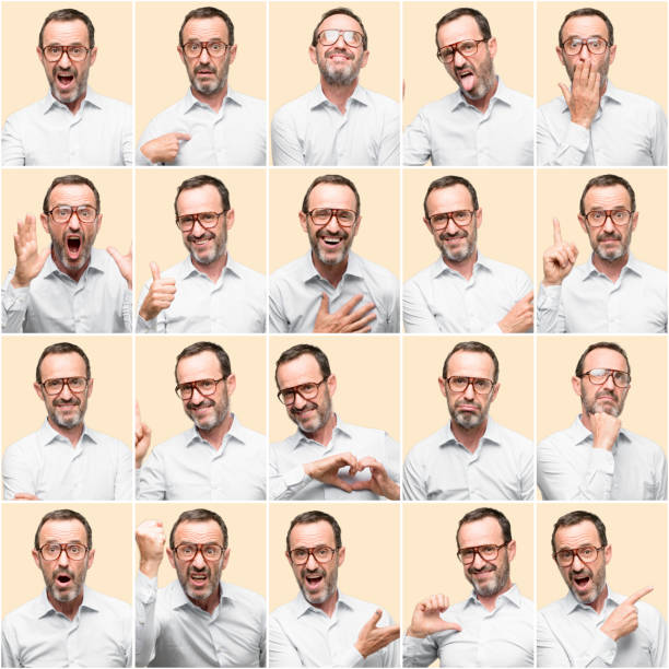 istock Middle age man, different emotions collage over yellow background 1044244838