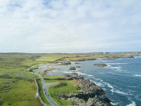 Aerial view of Inishbofin Island, county Galway, Ireland.