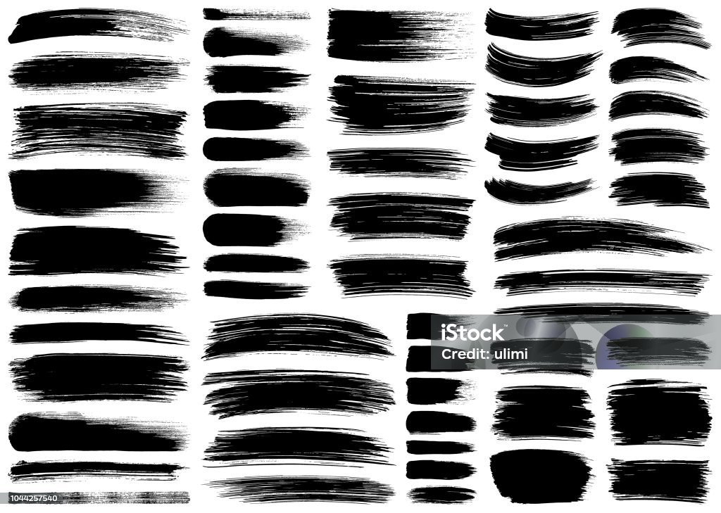 Set of vector brush strokes Set of vector brush strokes, lines and design elements. Isolated brush smears black on white. Hand drawn paint grunge brush strokes. Brush Stroke stock vector