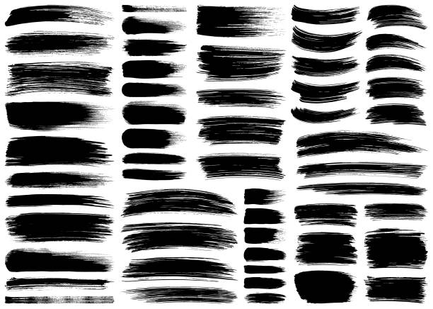 Set of vector brush strokes Set of vector brush strokes, lines and design elements. Isolated brush smears black on white. Hand drawn paint grunge brush strokes. brushing stock illustrations