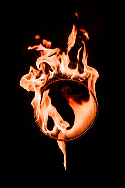 istock close up view of burning circle figure isolated on black 1044259172