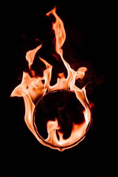 istock close up view of burning circle figure isolated on black 1044259174