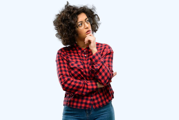 istock Beautiful arab woman doubt expression, confuse and wonder concept, uncertain future 1044266756