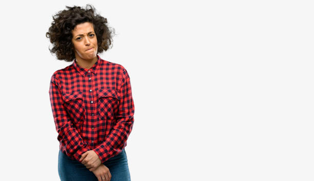 istock Beautiful arab woman doubt expression, confuse and wonder concept, uncertain future 1044266916