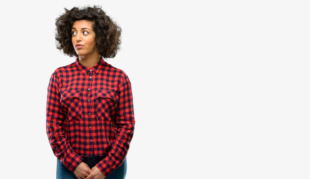 istock Beautiful arab woman doubt expression, confuse and wonder concept, uncertain future 1044267172