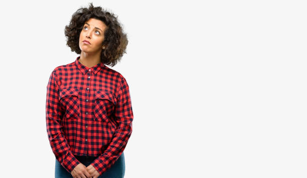 istock Beautiful arab woman doubt expression, confuse and wonder concept, uncertain future 1044267360